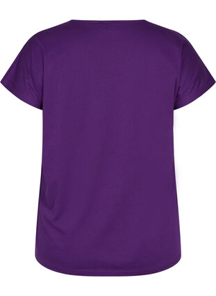 Cotton t-shirt with print details, Violet Ind Mel Feath, Packshot image number 1