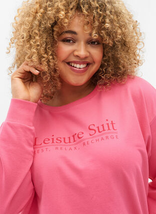 Cotton sweatshirt with text print, Hot P. w. Lesuire S., Model image number 2