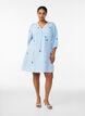 Short cotton muslin dress with embroidered details, Light Blue, Model image number 1