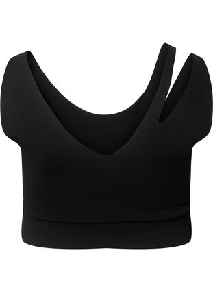 Sports bra with cut out part, Black, Packshot image number 1