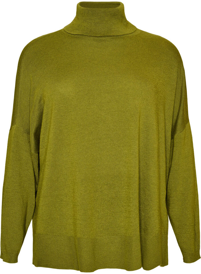 Turtleneck jumper with a loose fit, Green, Packshot image number 0