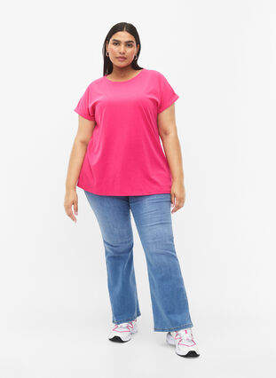 Short sleeved cotton blend t-shirt, Raspberry Sorbet, Model image number 2
