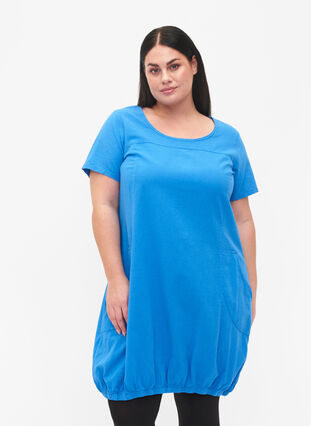 Short sleeve cotton dress, French Blue, Model image number 0