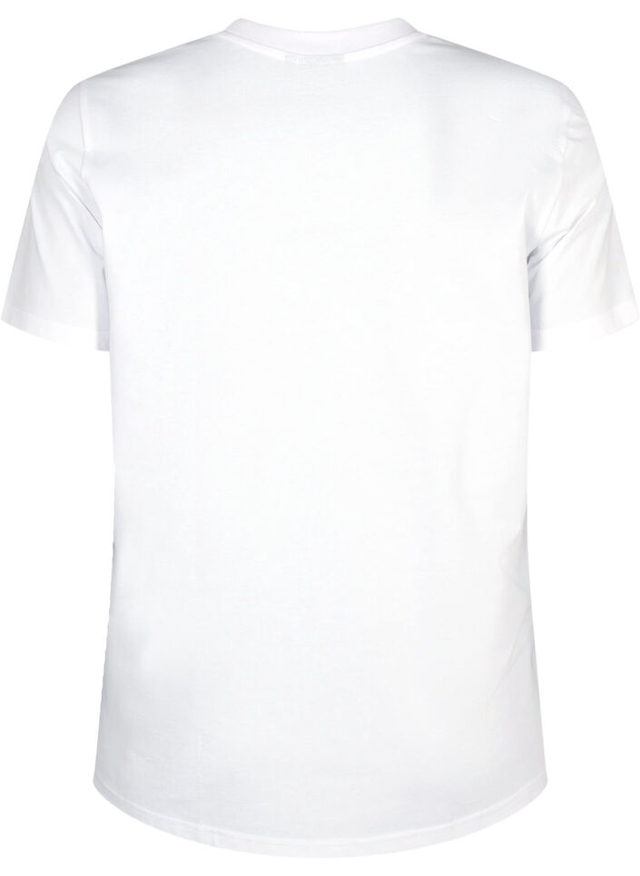 Basic cotton T-shirt with round neck, White, Packshot image number 1