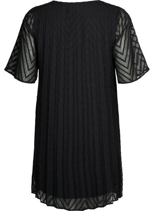 Short sleeved pleated dress, Black, Packshot image number 1