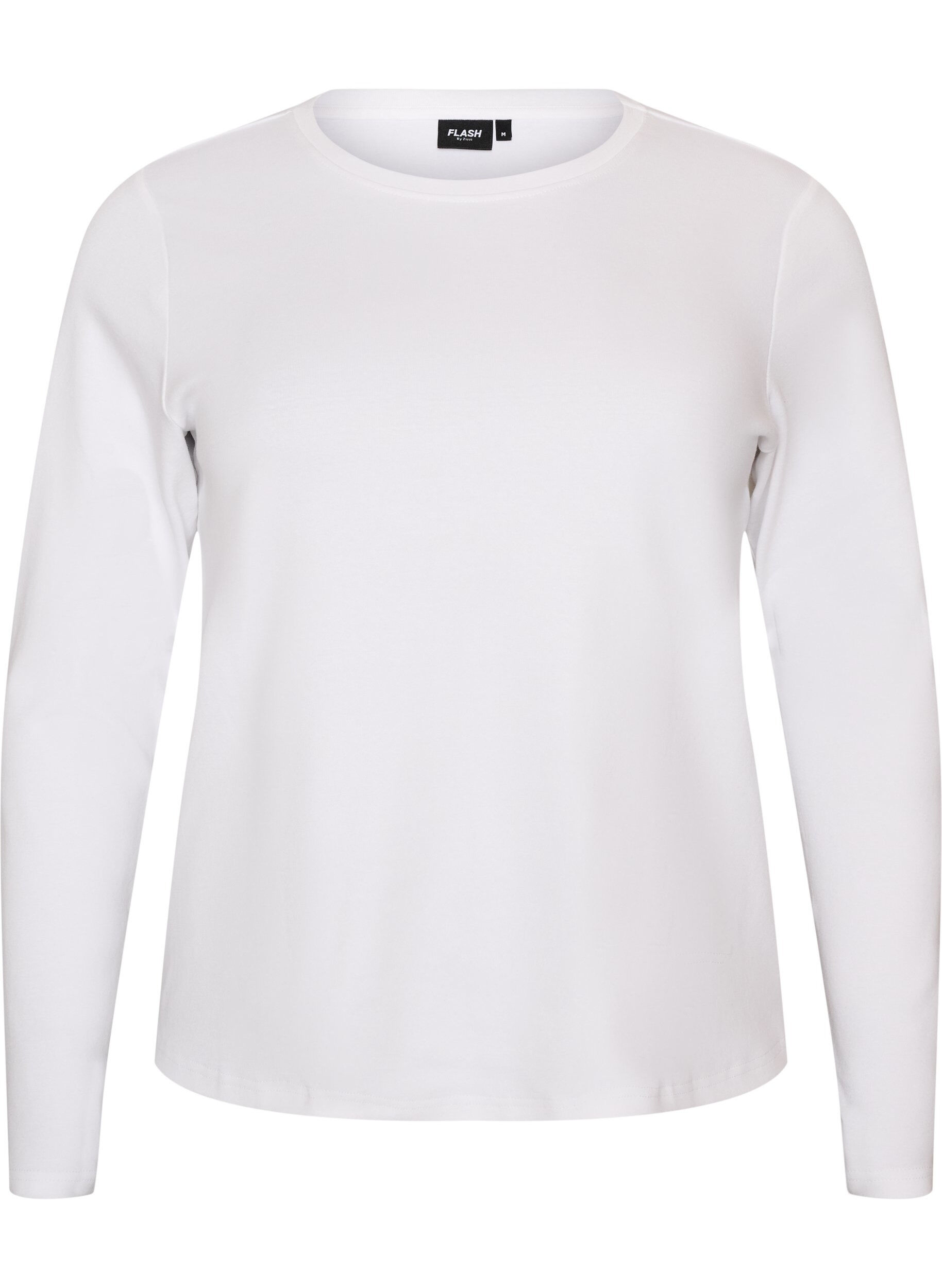 ZizzifashionLong-sleeved basic T-shirt with a round neck, White, Packshot image number 0