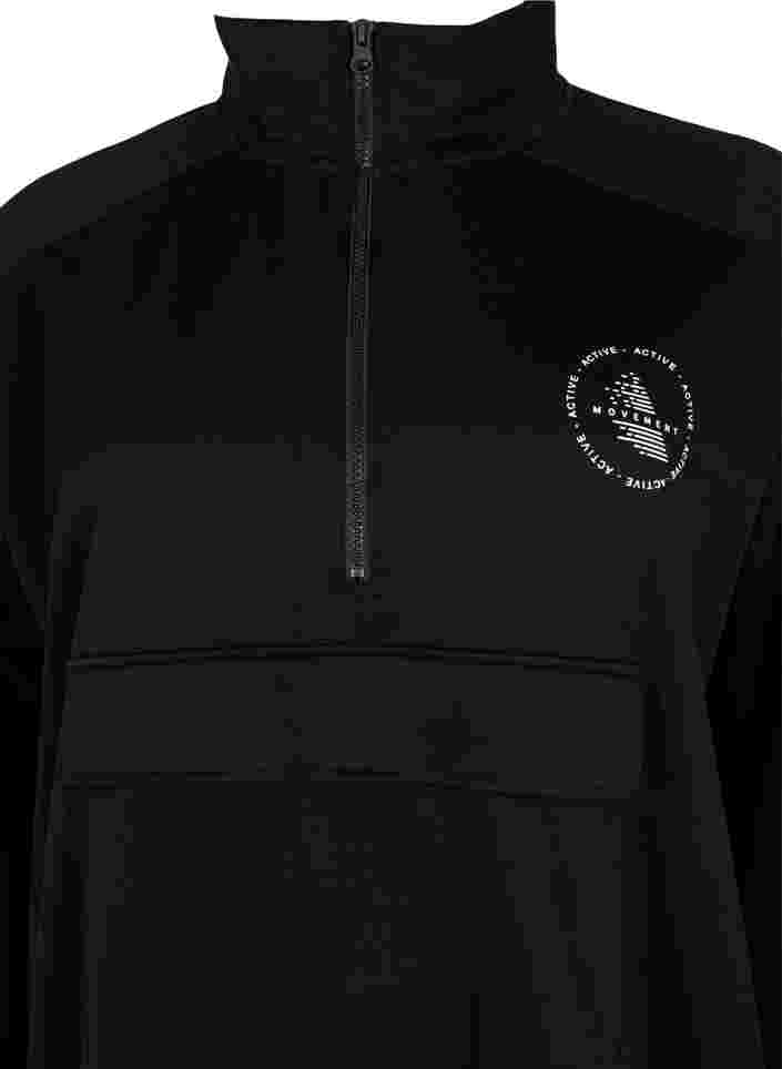 Long sweatshirt with pocket and zipper, Black, Packshot image number 2