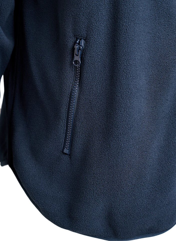 Fleece jacket with zip and reflective tape, Blue, Packshot image number 3