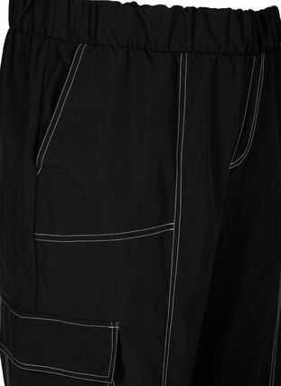 Cargo trousers with contrast stitching, Black, Packshot image number 2