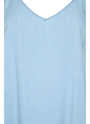 Long denim dress with thin straps, Light blue denim, Packshot image number 2