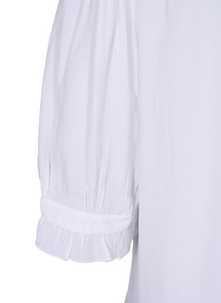 Viscose blouse with 3/4 sleeves and ruffle details, Bright White, Packshot image number 3
