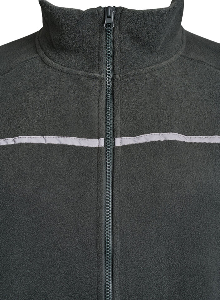 Fleece jacket with zip and reflective tape, Green, Packshot image number 2