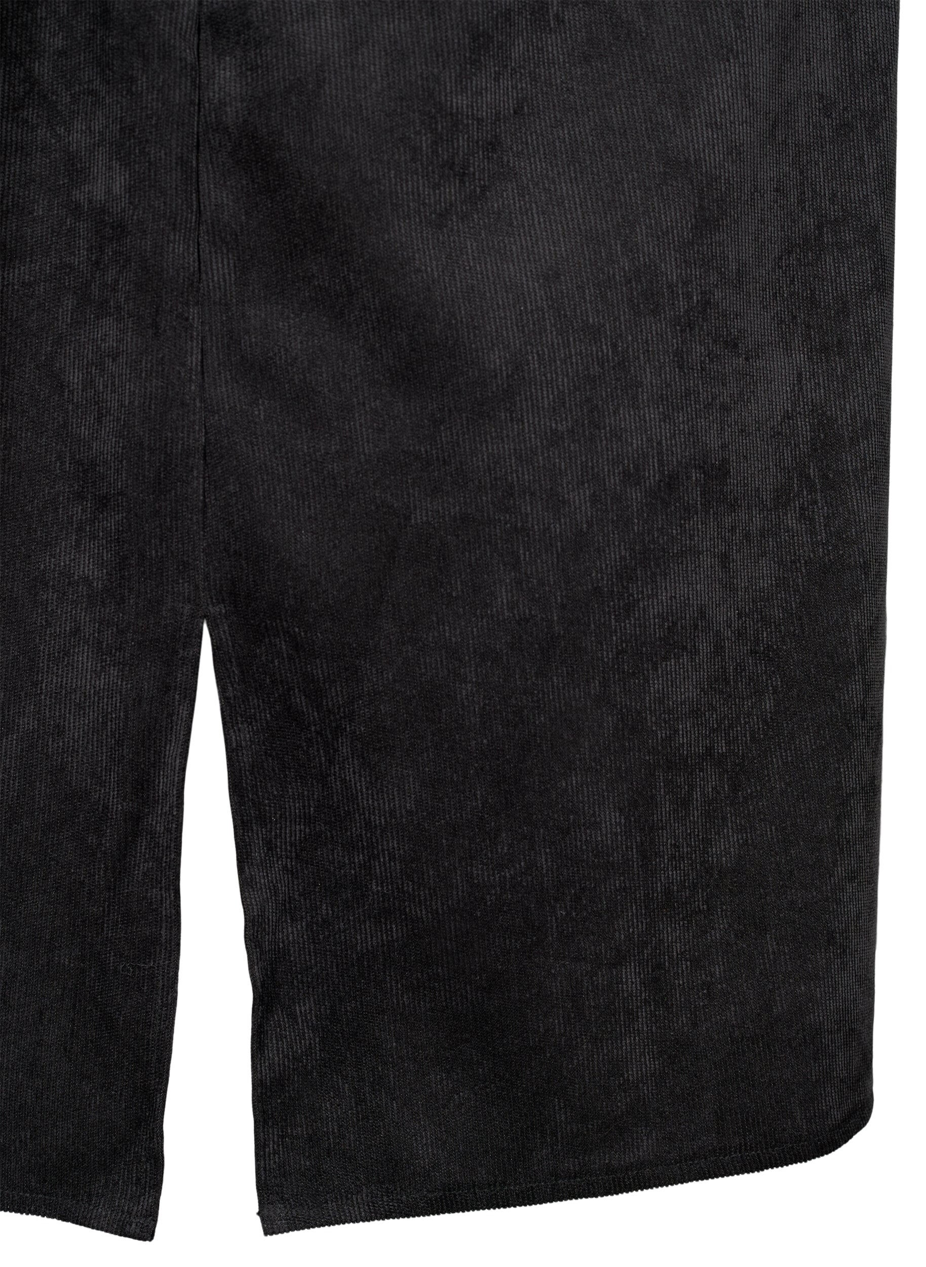 Zizzifashion Corduroy dress with 3/4 sleeves and buttons, Black, Packshot image number 2