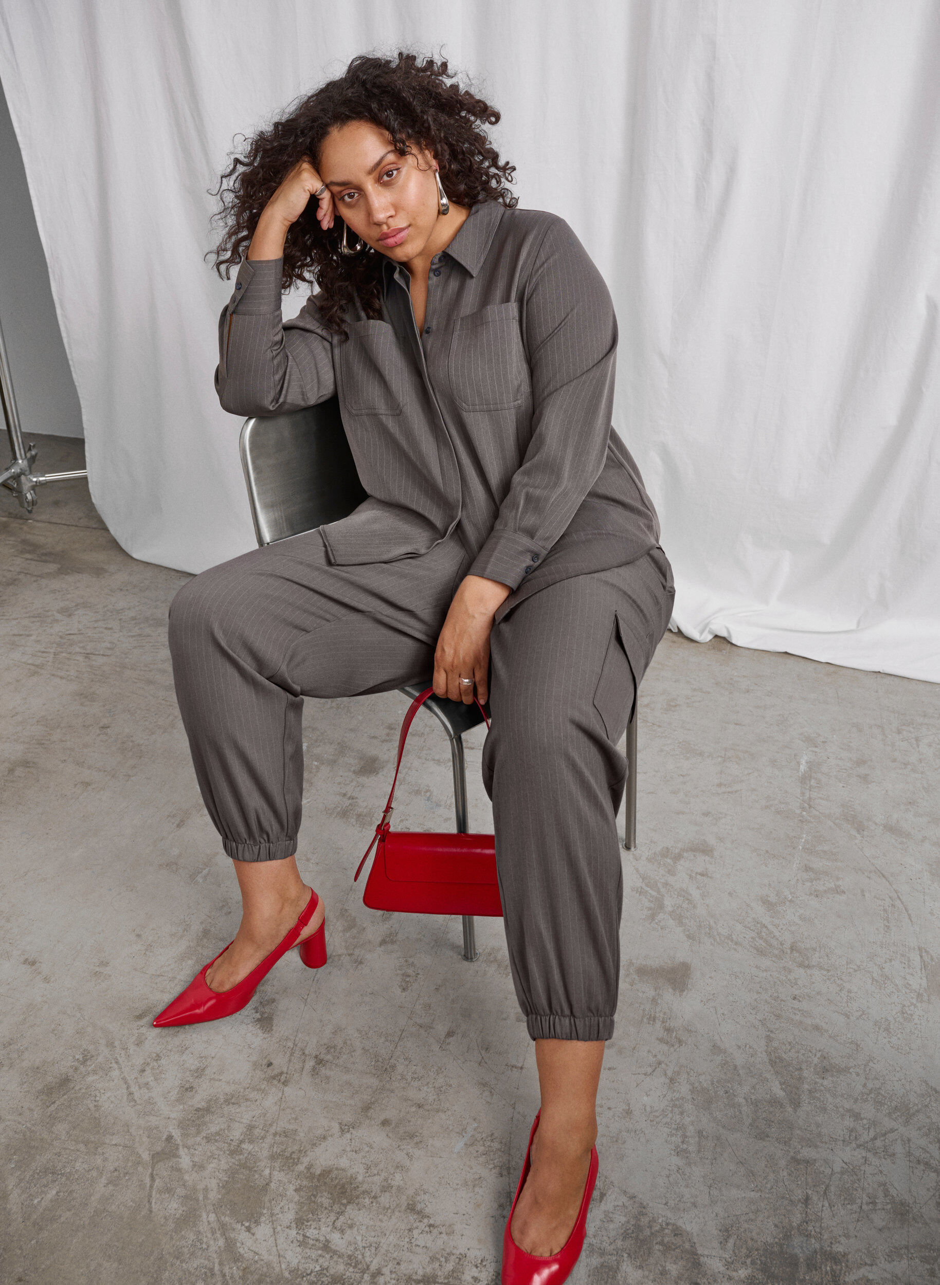 Zizzifashion Trousers with cargo pockets and elasticated waist, Dark Grey, Image image number 0