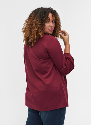 Sweatshirt with a round neckline and long sleeves, Zinfandel, Model image number 1
