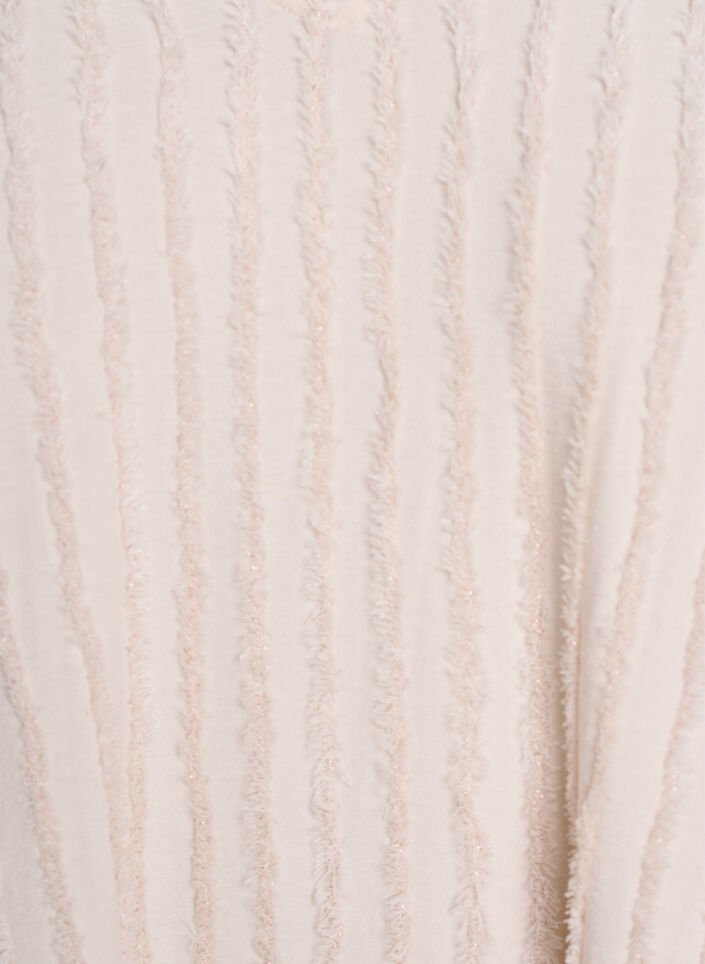 Blouse with short sleeves and striped texture, Beige, Packshot image number 2