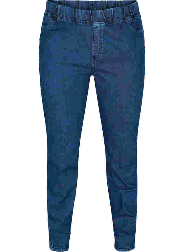 Cotton blend jeggings with back pockets, Dark blue, Packshot image number 0
