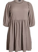 FLASH - Short dress with texture and 3/4 sleeves, Beige, Packshot image number 0
