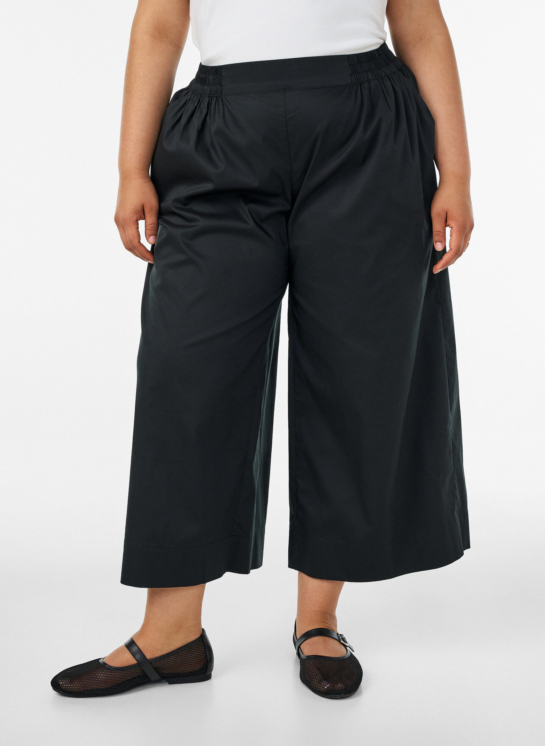 ZizzifashionCulottes with an elasticated waist and wide legs, Black, Model image number 2