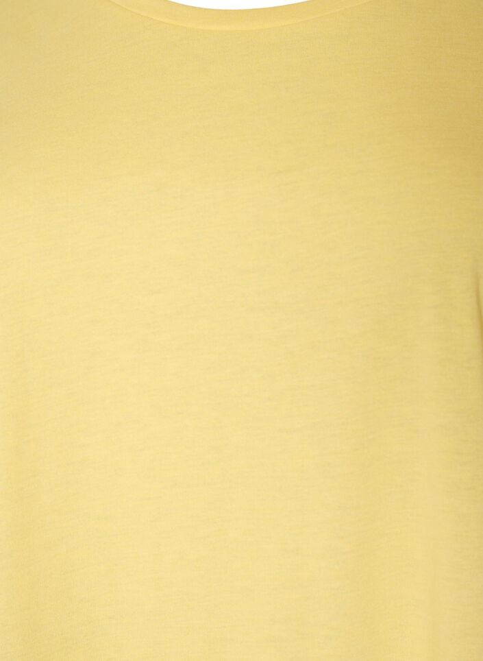 Short-sleeved cotton blend T-shirt, Yellow, Packshot image number 2
