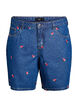 Denim shorts with embroidered flowers, Blue, Packshot image number 0