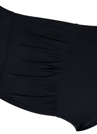 High-waisted bikini bottom with ruching, Black, Packshot image number 2