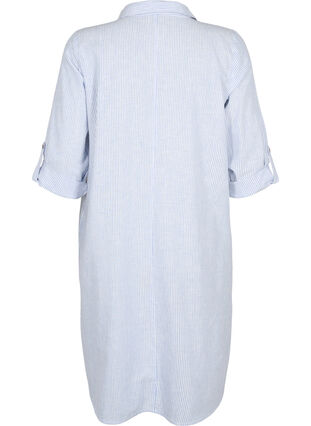 Striped dress made with cotton and linen, Blue Stripe, Packshot image number 1