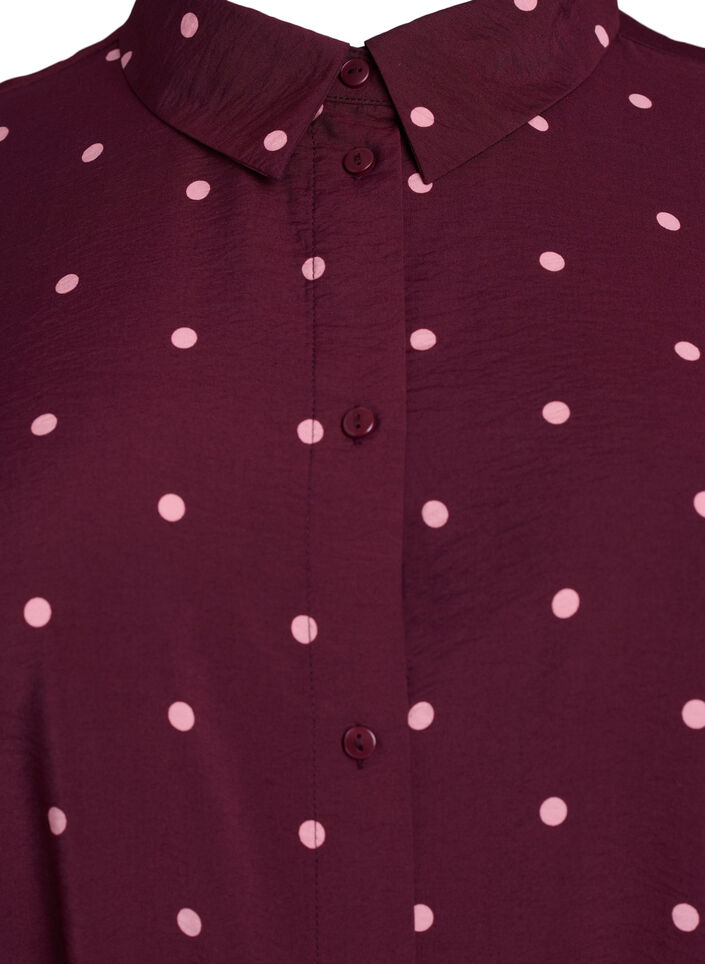 Midi shirt dress with polka dots, Red, Packshot image number 2