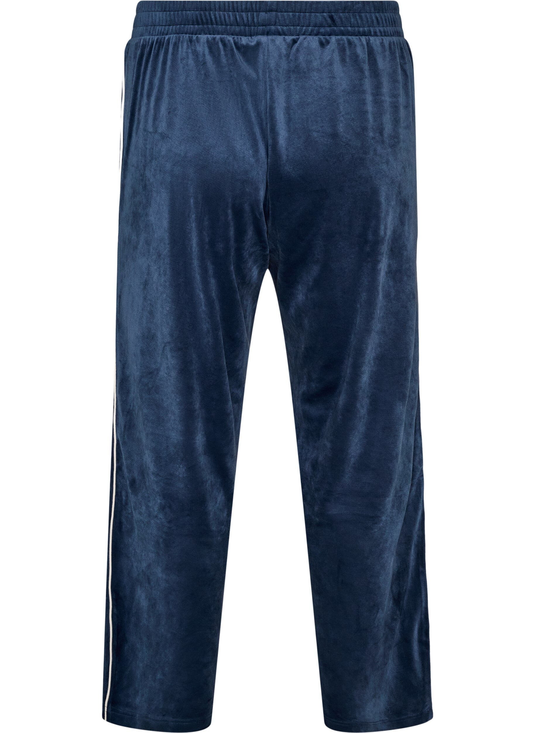 ZizzifashionVelour trousers with contrast piping, Blue, Packshot image number 1