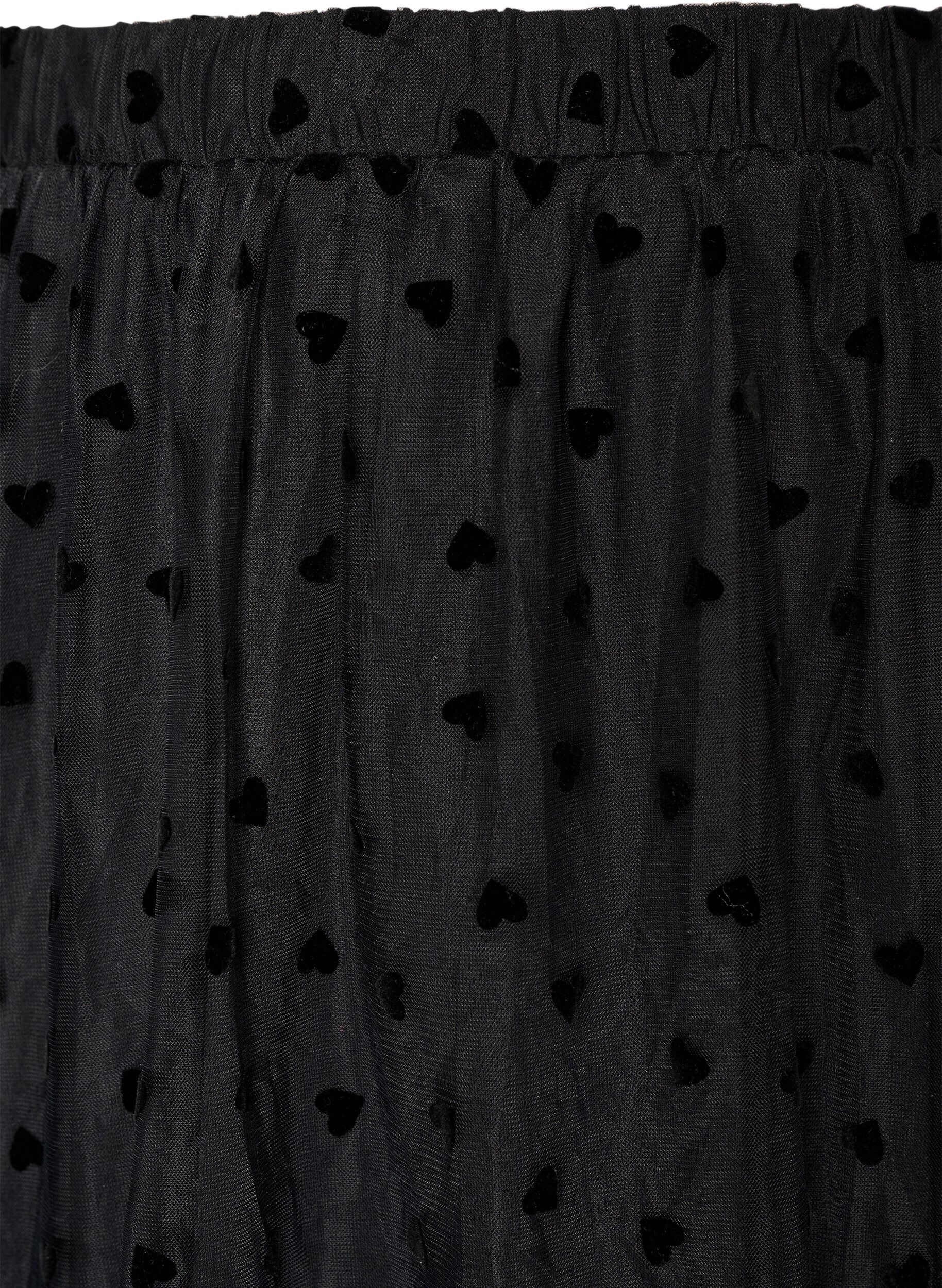 ZizzifashionMidi tulle skirt with hearts, Black, Packshot image number 2