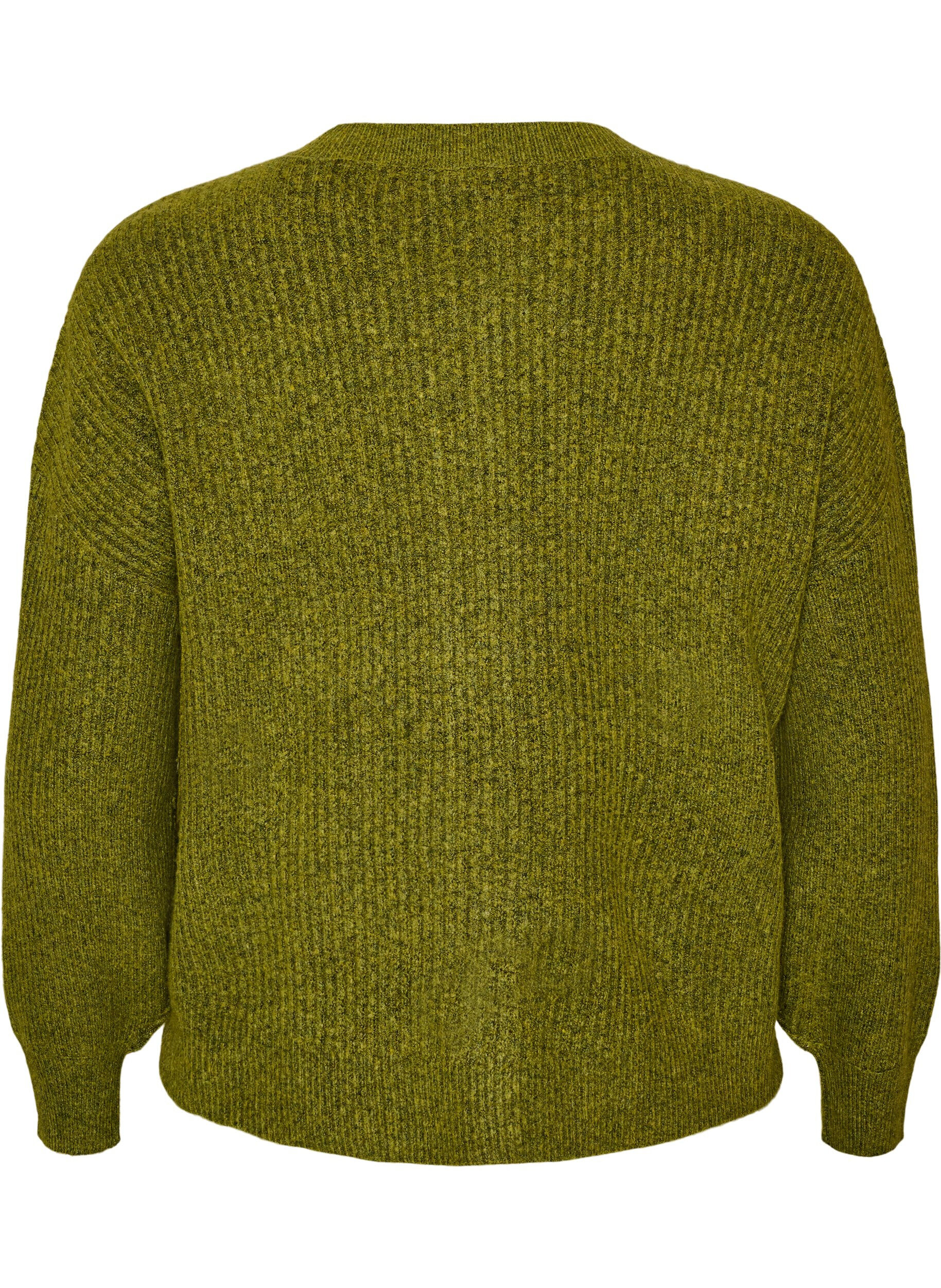 ZizzifashionRib knit cardigan with buttons, Green, Packshot image number 1