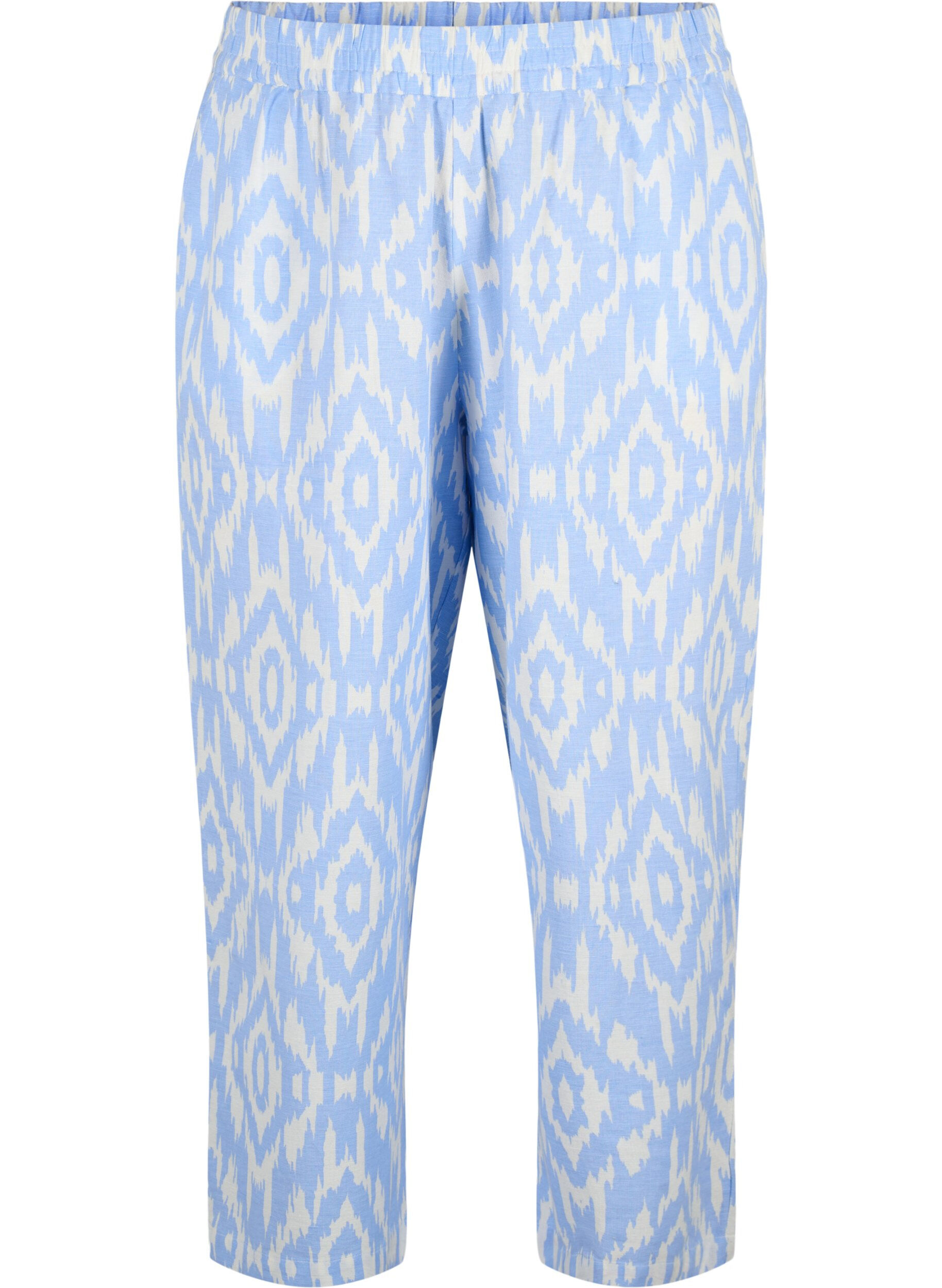 Zizzifashion Patterned trousers with linen, Serenity AOP, Packshot image number 0