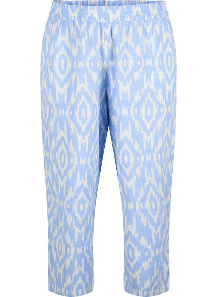 Patterned trousers with linen, Serenity AOP, Packshot image number 0