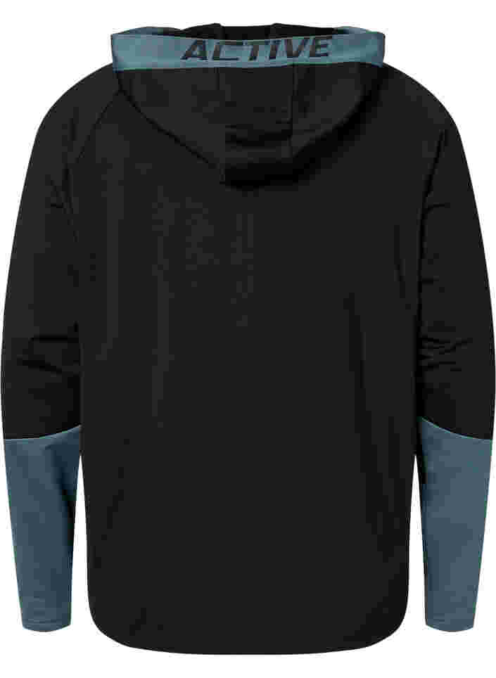 Training cardigan with hood, Black, Packshot image number 1