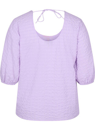 Textured blouse with half sleeves, Lavendula, Packshot image number 1