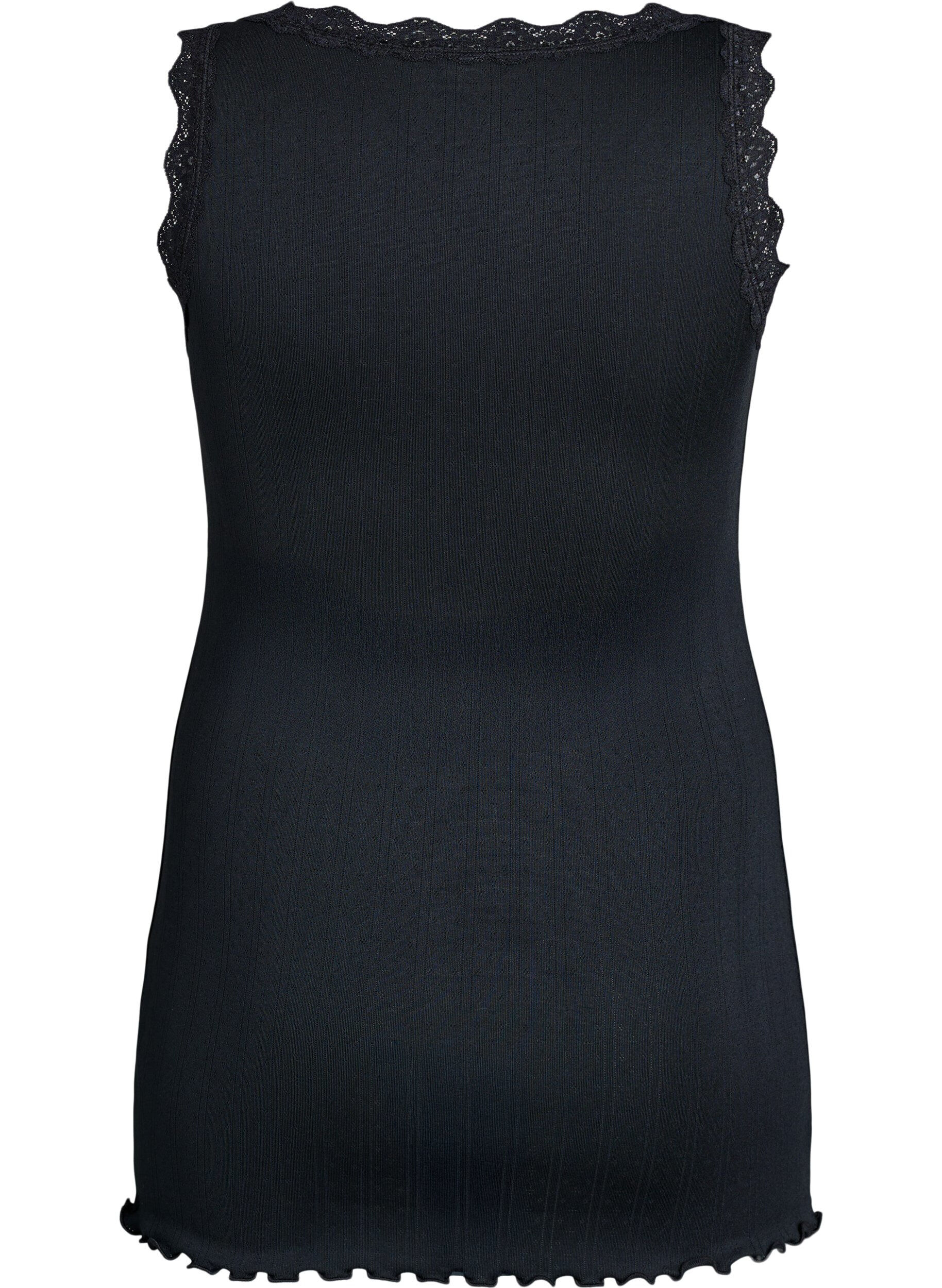 Zizzifashion Tank top with lace trim and eyelet embroidery, Black, Packshot image number 1