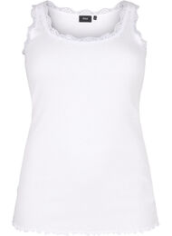 Top with lace trim, Bright White, Packshot