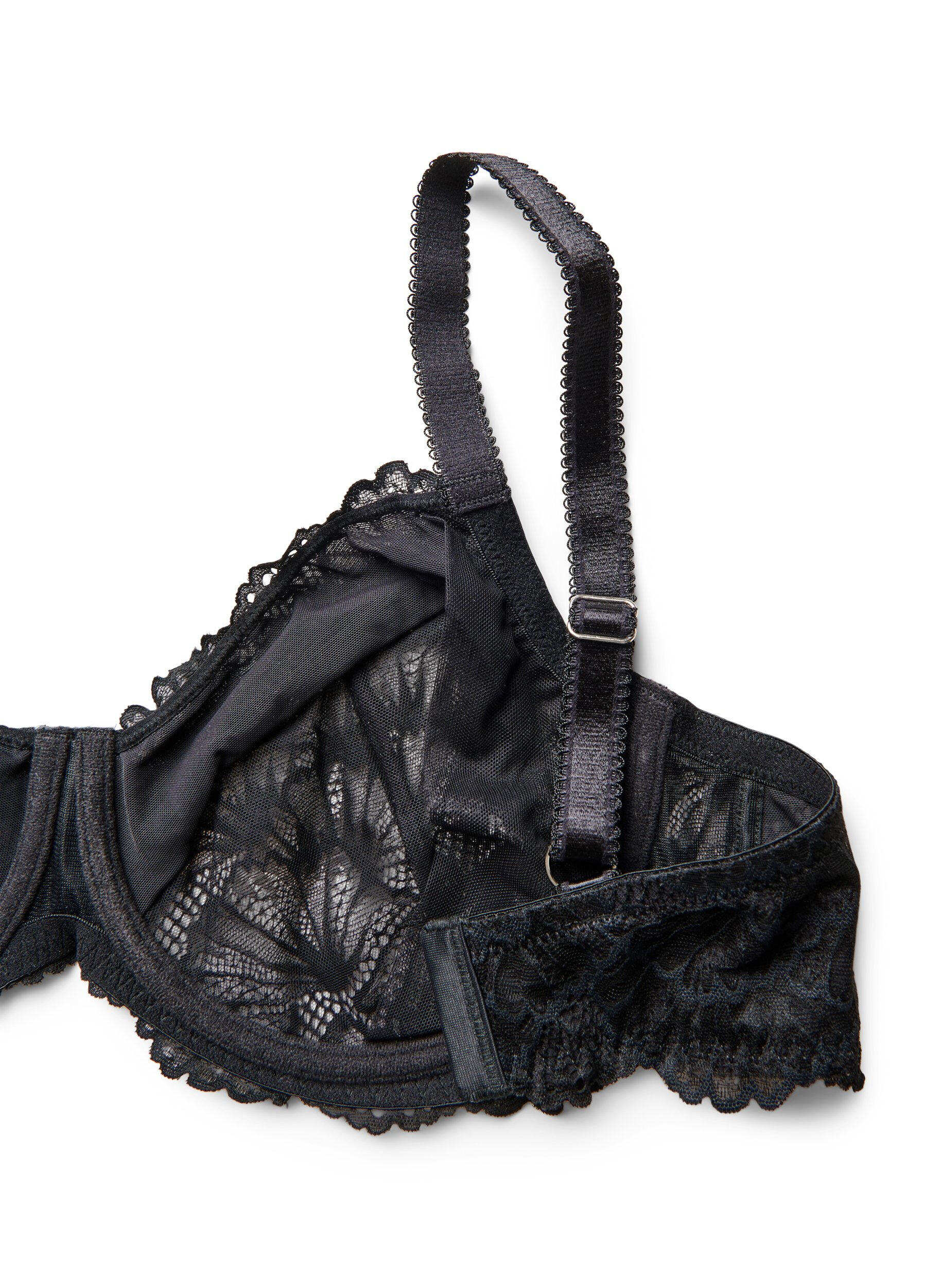 Zizzifashion Full coverage lace bra with underwire, Black, Packshot image number 3