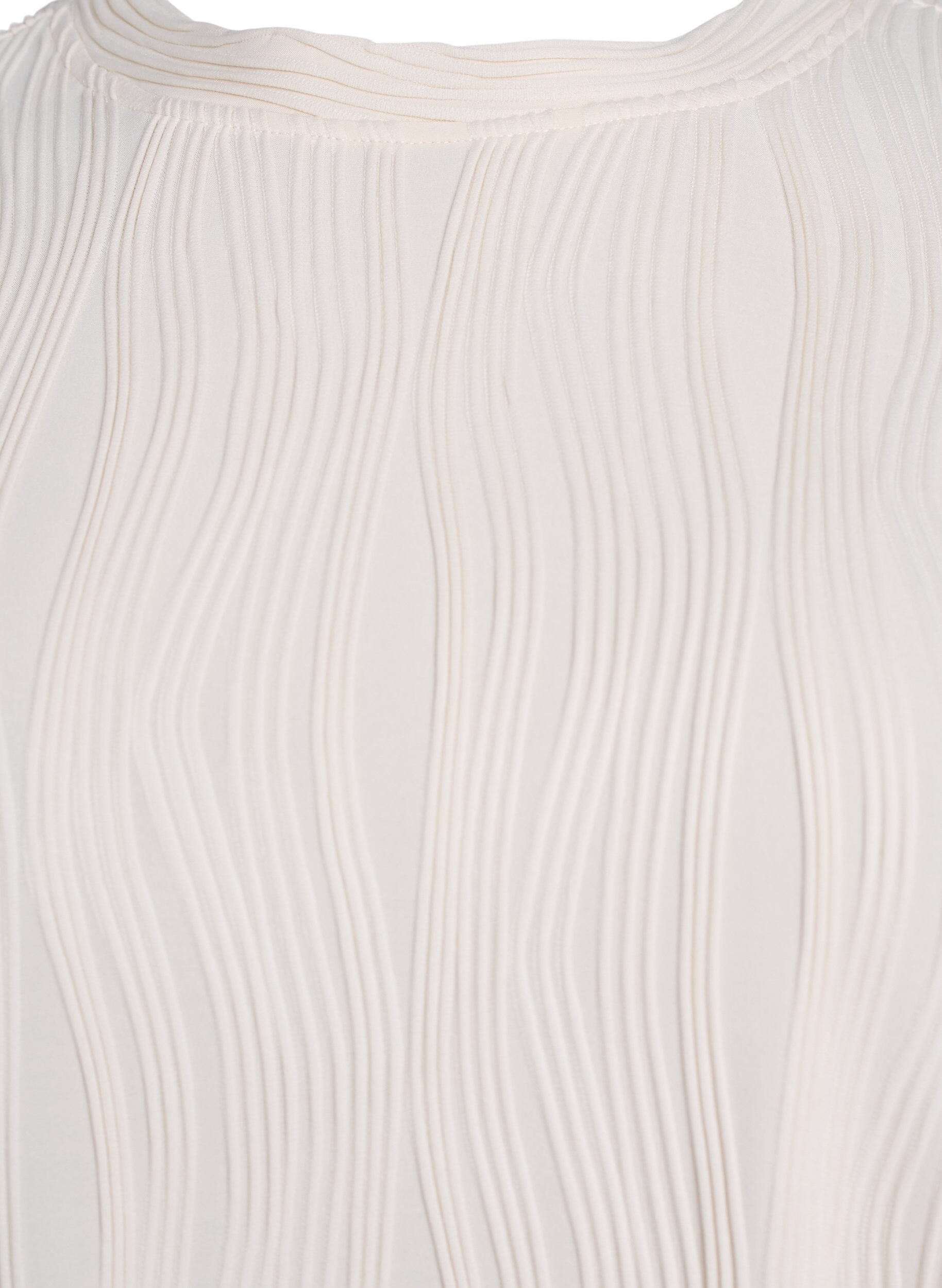 Zizzifashion Blouse with short sleeves and a wavy texture, Beige, Packshot image number 2