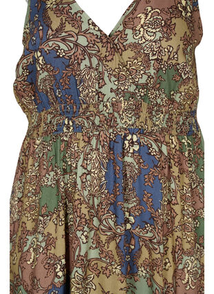 Sleeveless viscose midi dress with a paisley print, Green Paisley, Packshot image number 2