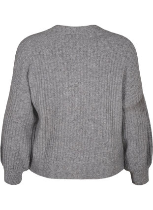Melange cardigan in rib knit, Light Grey Melange, Packshot image number 1