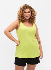 Top with a round neck in ribbed fabric, Wild Lime, Model