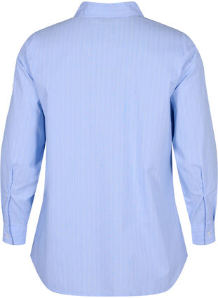 Shirt in cotton blend, Blue w. White Stripe, Packshot image number 1