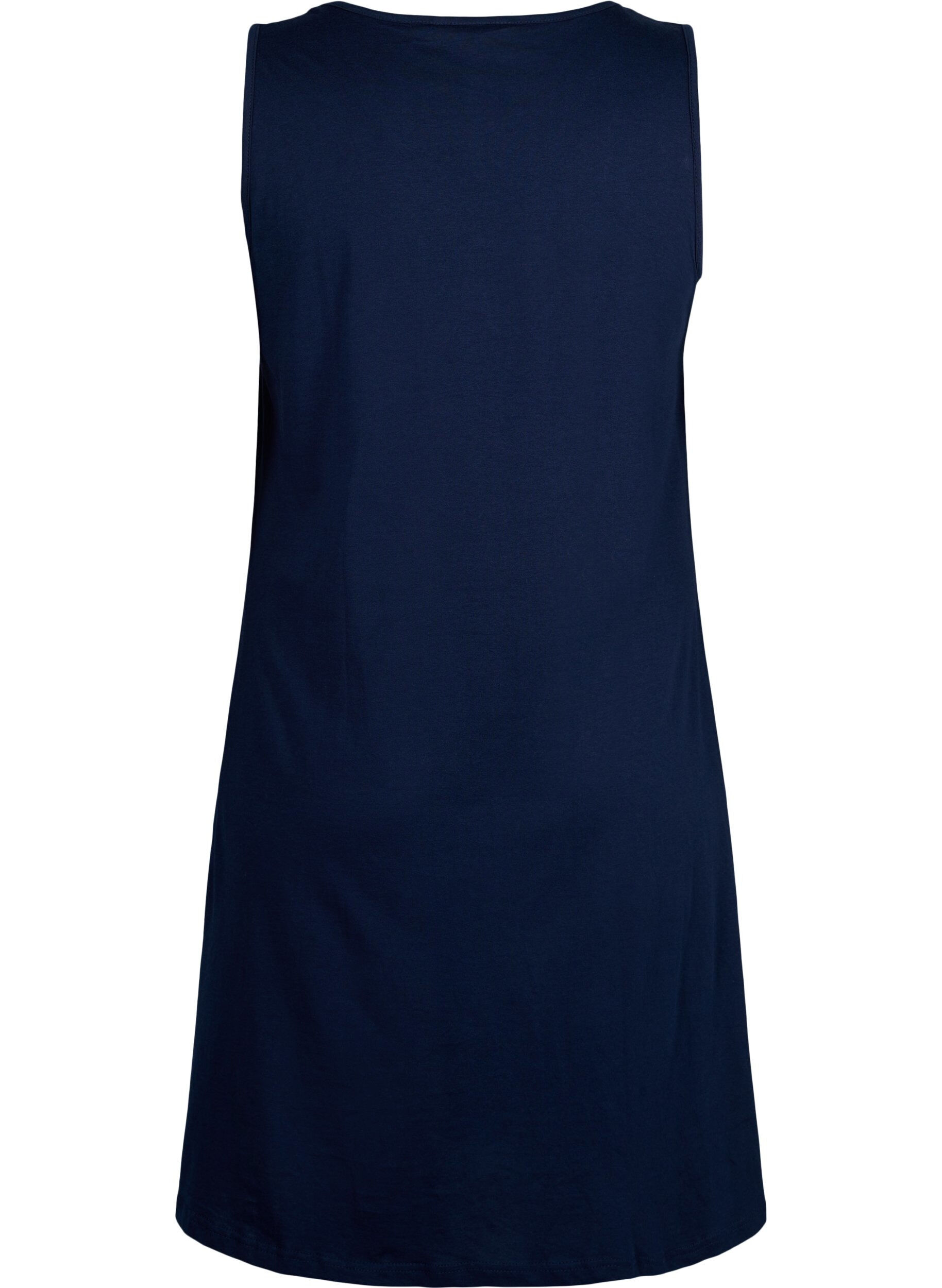 Zizzifashion Sleeveless cotton dress with a-shape, Navy Blazer solid, Packshot image number 1