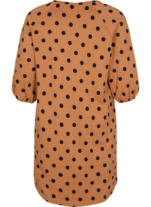 Polka dot dress with 3/4 sleeves, Almond Black Dot, Packshot image number 1