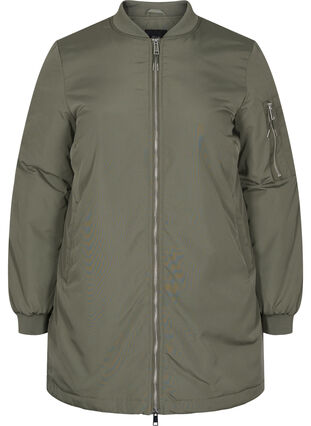 Long bomber jacket with pockets, Castor Gray, Packshot image number 0