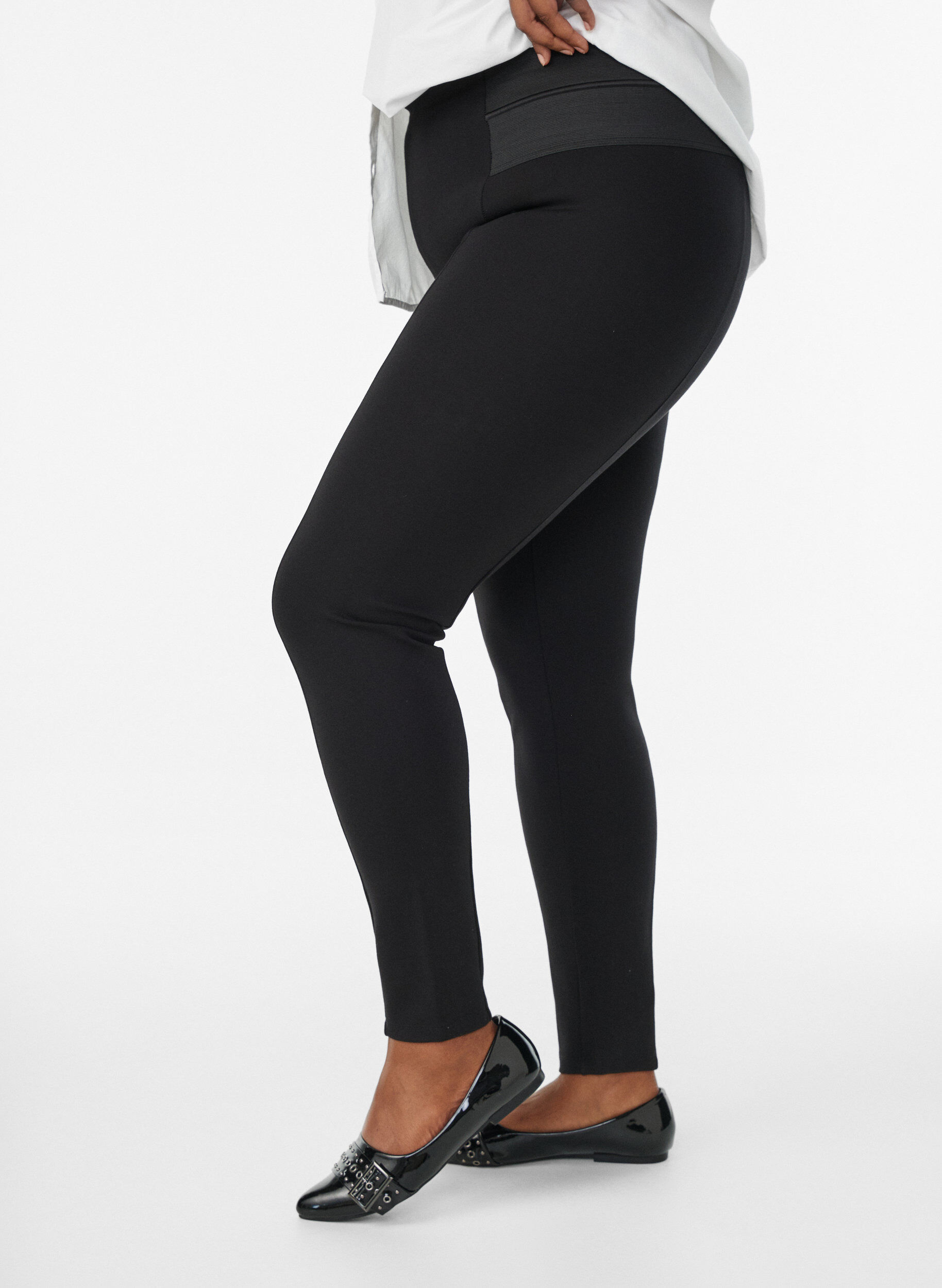 Zizzifashion Leggings with wide elasticated waist, Black, Model image number 2