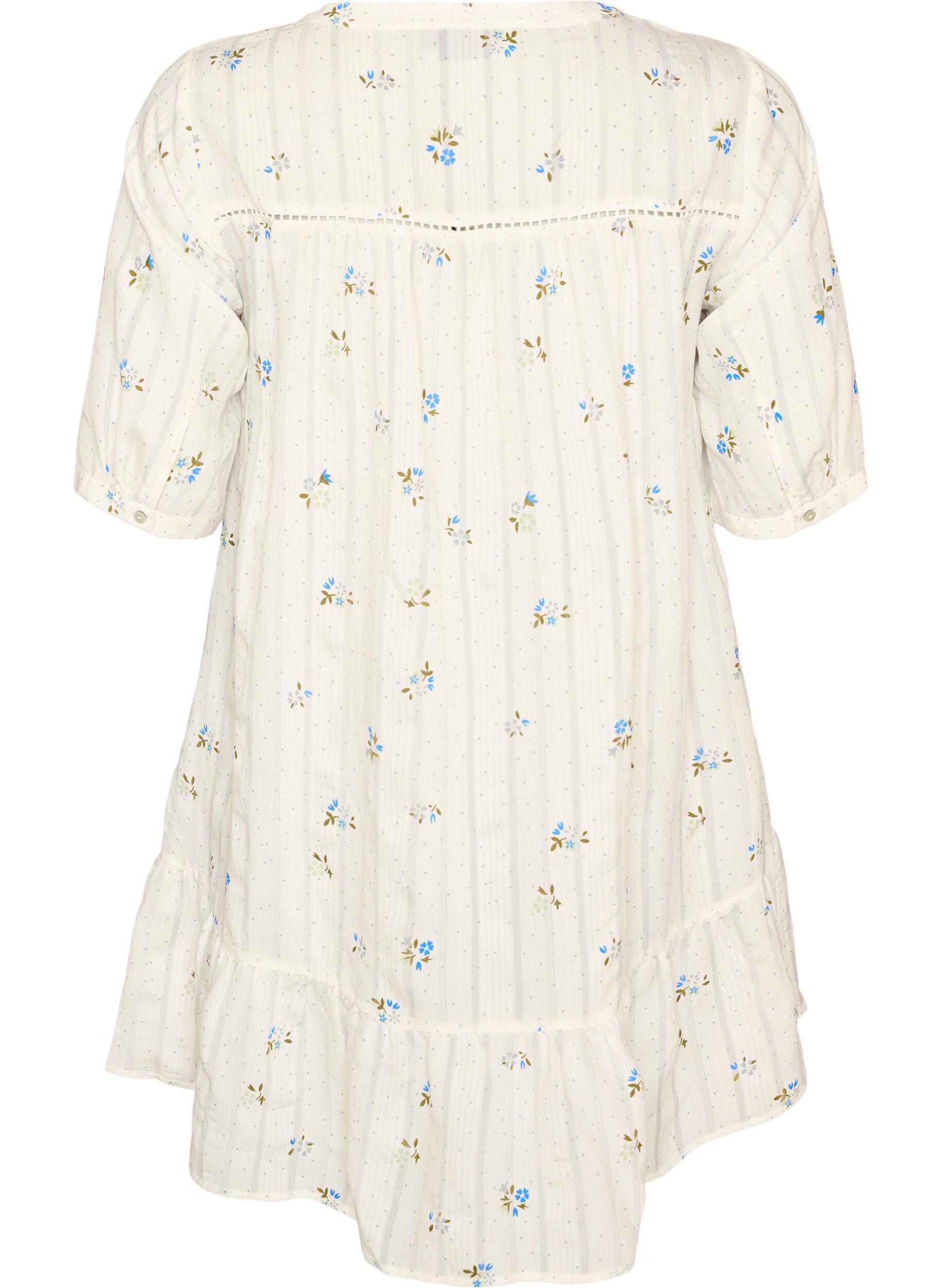 ZizzifashionShort viscose dress with lace trim and A-line cut, Vanilla, Packshot image number 1