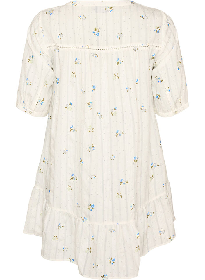 Short viscose dress with lace trim and A-line cut, Vanilla, Packshot image number 1