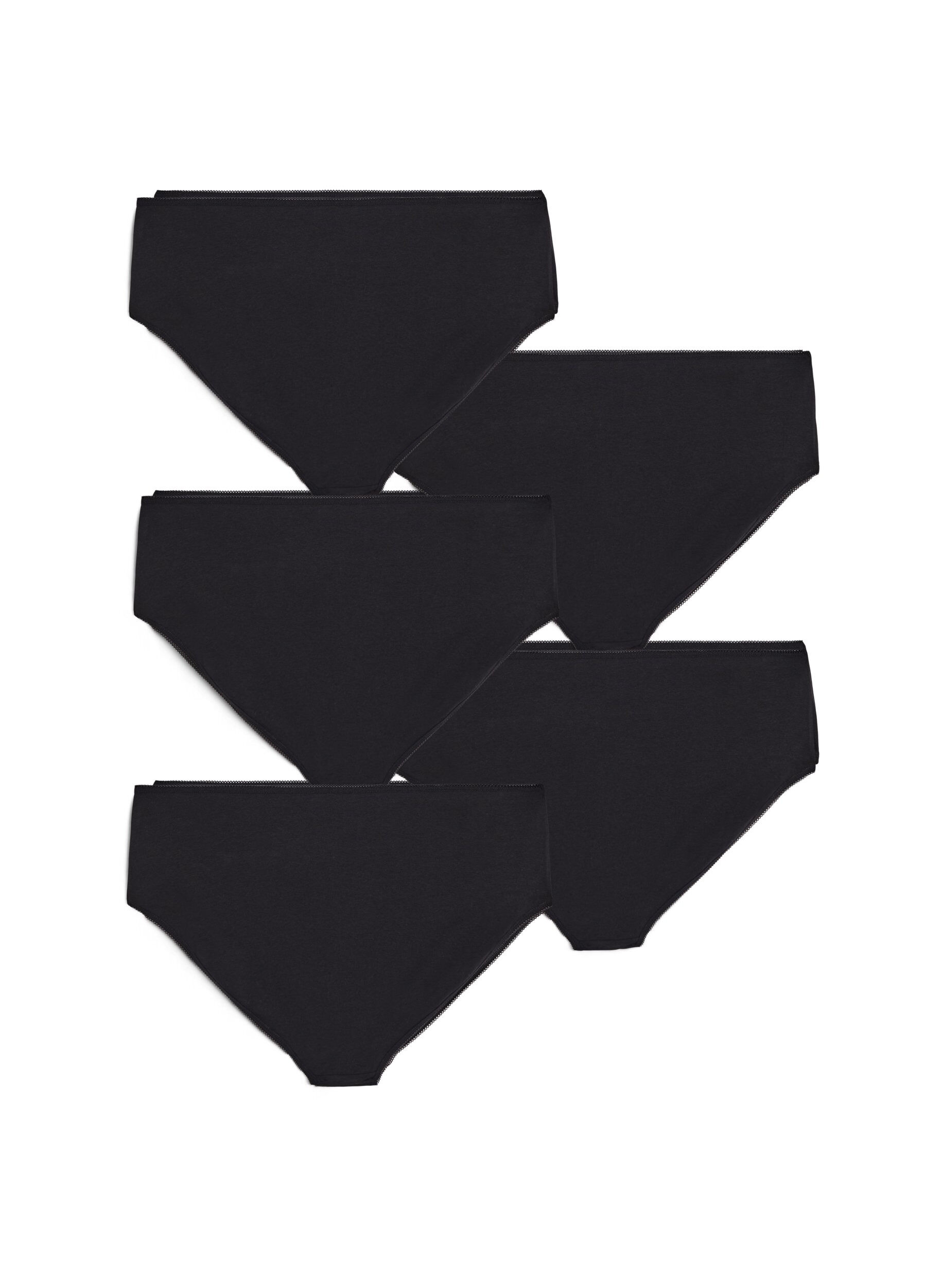 Zizzifashion5-pack cotton panties with regular waist, Black, Packshot image number 1